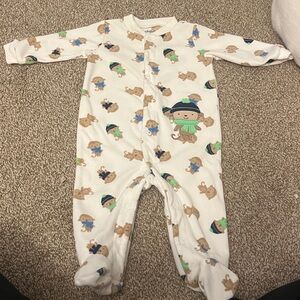 Carter's Cozy White Onesie with Monkey Design